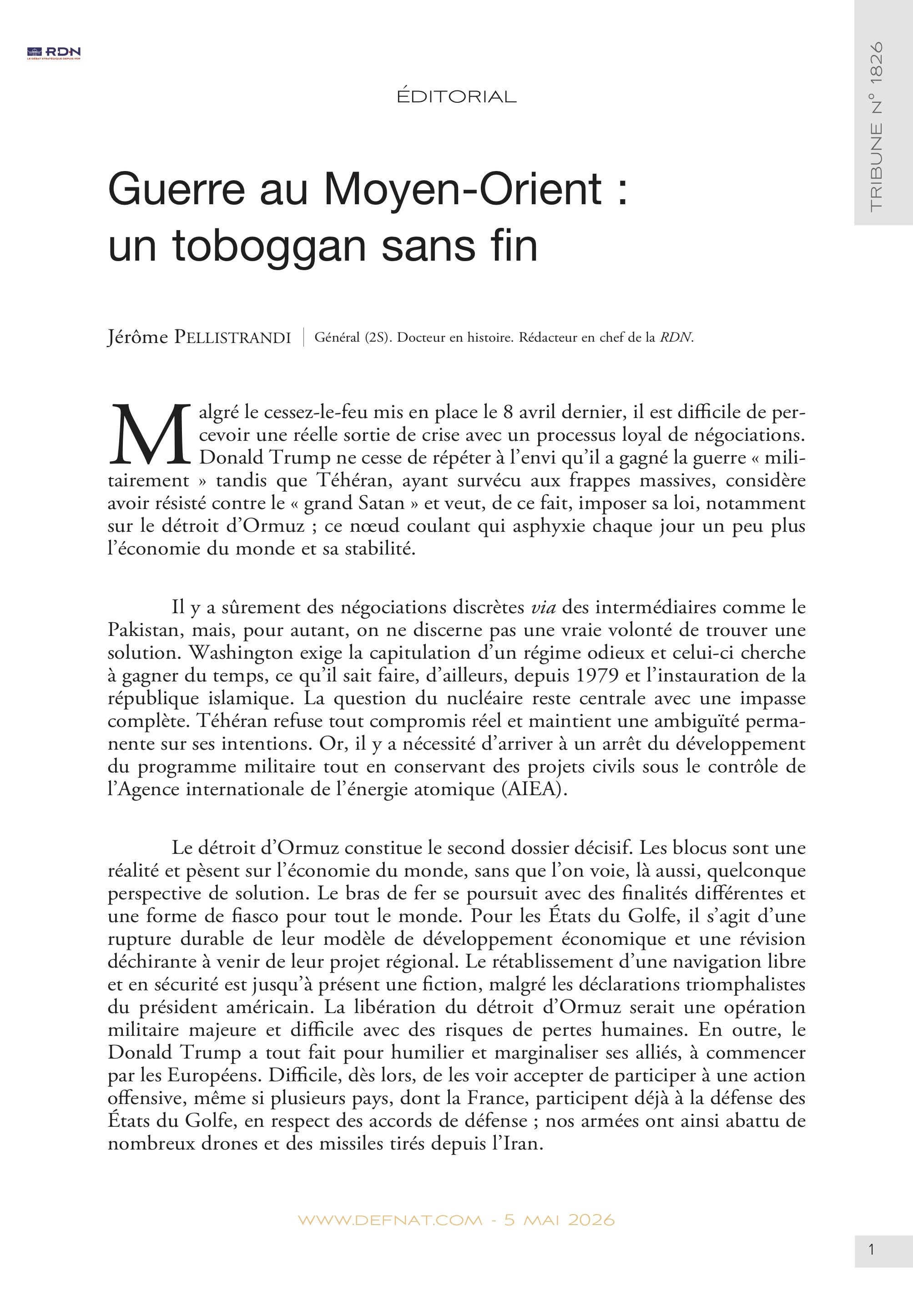 &Eacute;ditorial &ndash;&nbsp;Guerre au Moyen-Orient&nbsp;: un&nbsp;toboggan sans&nbsp;fin (T&nbsp;1826)
